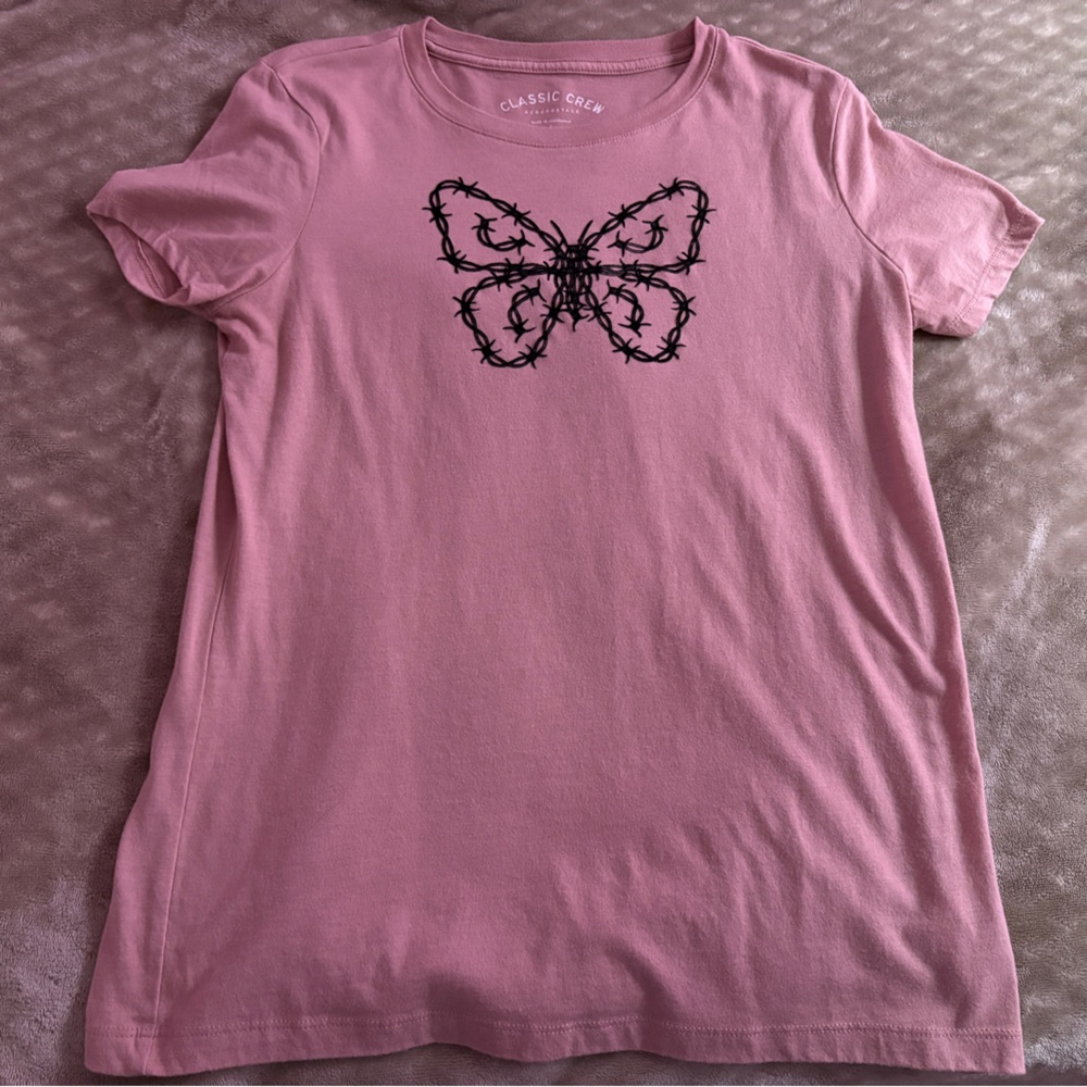 Aeropostale Pink Butterfly Graphic Tee